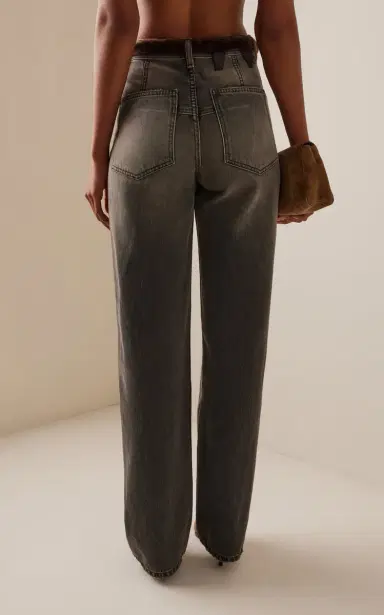 DARKPARK Lu Fur-Trimmed Rigid High-Rise Straight-Leg Jeans | Thumbnail 4 DARKPARK Lu Fur-Trimmed Rigid High-Rise Straight-Leg Jeans | Thumbnail 4