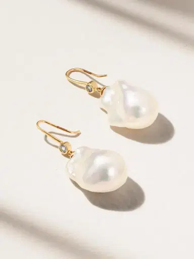 Marlo Laz 14-karat Gold, Aquamarine And Pearl Earrings | Thumbnail 1 Marlo Laz 14-karat Gold, Aquamarine And Pearl Earrings | Thumbnail 1