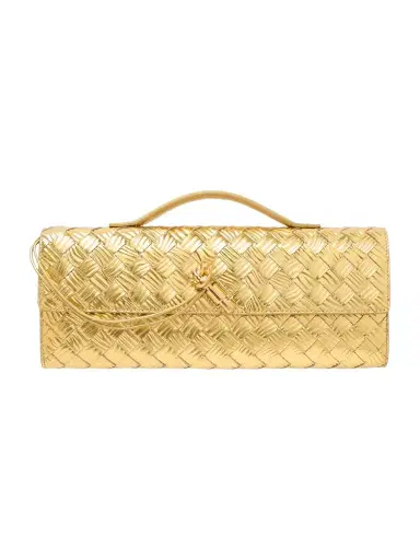 Bottega Veneta Long Andiamo Intrecciato Metallic Leather Clutch | Thumbnail 1 Bottega Veneta Long Andiamo Intrecciato Metallic Leather Clutch | Thumbnail 1