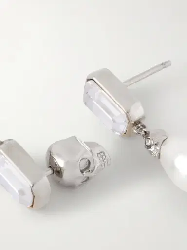 McQueen Skull Gold-tone, Crystal And Pearl-like Earrings | Thumbnail 3 McQueen Skull Gold-tone, Crystal And Pearl-like Earrings | Thumbnail 3