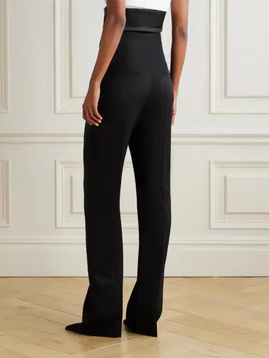 McQueen Satin-trimmed Grain De Poudre Wool Slim-leg Pants | Thumbnail 4 McQueen Satin-trimmed Grain De Poudre Wool Slim-leg Pants | Thumbnail 4