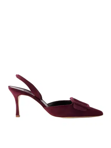 Manolo Blahnik Maysli 70 Buckled Suede Slingback Pumps | Thumbnail 1 Manolo Blahnik Maysli 70 Buckled Suede Slingback Pumps | Thumbnail 1