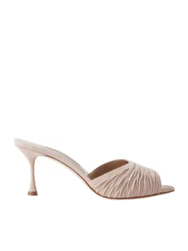 Manolo Blahnik Pirua 70 Suede Mules | Thumbnail 1 Manolo Blahnik Pirua 70 Suede Mules | Thumbnail 1