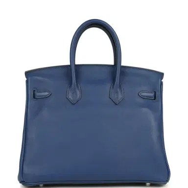 HERMÈS Pre-owned Hermes Birkin 25 Bleu Saphir Swift Palladium Hardware | Thumbnail 4 HERMÈS Pre-owned Hermes Birkin 25 Bleu Saphir Swift Palladium Hardware | Thumbnail 4