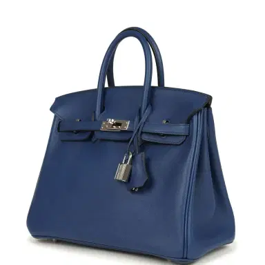 HERMÈS Pre-owned Hermes Birkin 25 Bleu Saphir Swift Palladium Hardware | Thumbnail 5 HERMÈS Pre-owned Hermes Birkin 25 Bleu Saphir Swift Palladium Hardware | Thumbnail 5