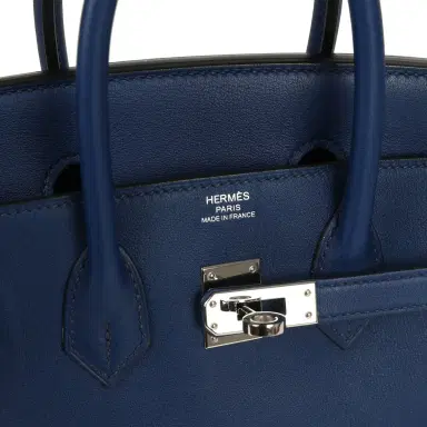 HERMÈS Pre-owned Hermes Birkin 25 Bleu Saphir Swift Palladium Hardware | Thumbnail 7 HERMÈS Pre-owned Hermes Birkin 25 Bleu Saphir Swift Palladium Hardware | Thumbnail 7