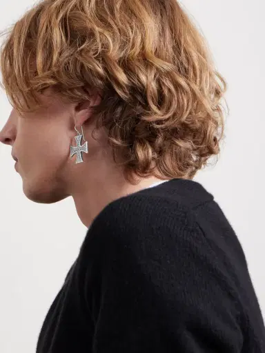 Enfants Riches Déprimés Cross Logo-Detailed Sterling Silver Single Earring - Men | Thumbnail 2 Enfants Riches Déprimés Cross Logo-Detailed Sterling Silver Single Earring - Men | Thumbnail 2