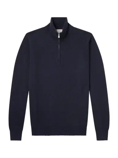 Brunello Cucinelli Contrast-Tipped Cashmere Half-Zip Sweater - Men | Thumbnail 1 Brunello Cucinelli Contrast-Tipped Cashmere Half-Zip Sweater - Men | Thumbnail 1
