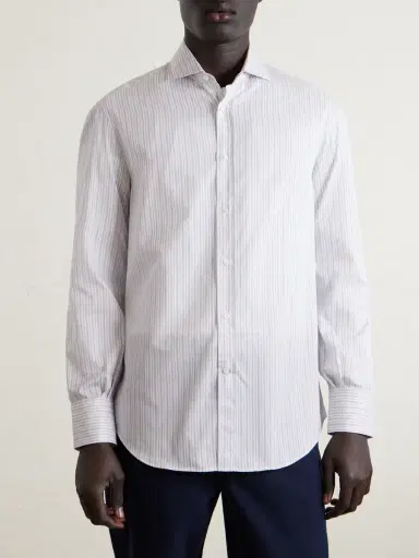 Brunello Cucinelli Striped Cotton-Poplin Shirt - Men | Thumbnail 3 Brunello Cucinelli Striped Cotton-Poplin Shirt - Men | Thumbnail 3