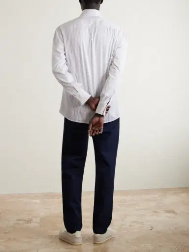 Brunello Cucinelli Striped Cotton-Poplin Shirt - Men | Thumbnail 4 Brunello Cucinelli Striped Cotton-Poplin Shirt - Men | Thumbnail 4