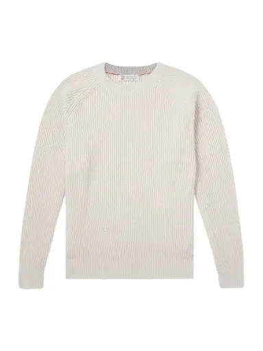 Brunello Cucinelli Ribbed Cotton Sweater - Men | Thumbnail 1 Brunello Cucinelli Ribbed Cotton Sweater - Men | Thumbnail 1
