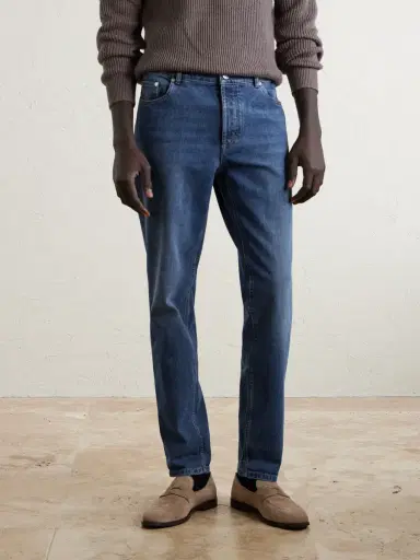 Brunello Cucinelli Slim-Fit Straight-Leg Logo-Embroidered Jeans - Men | Thumbnail 3 Brunello Cucinelli Slim-Fit Straight-Leg Logo-Embroidered Jeans - Men | Thumbnail 3