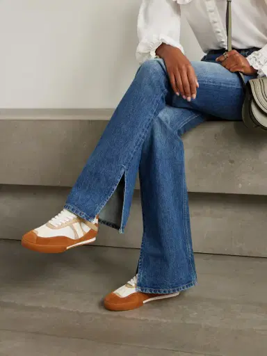 Chloé Kick Leather And Suede-trimmed Mesh Sneakers | Thumbnail 2 Chloé Kick Leather And Suede-trimmed Mesh Sneakers | Thumbnail 2