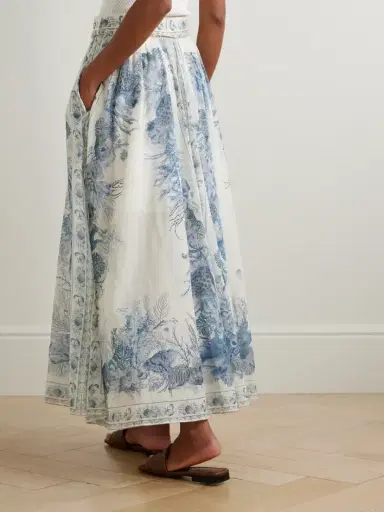 Zimmermann Wanderlust Belted Pleated Printed Cotton Maxi Skirt | Thumbnail 3 Zimmermann Wanderlust Belted Pleated Printed Cotton Maxi Skirt | Thumbnail 3