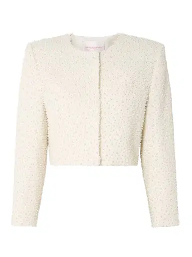 Carolina Herrera Pearl-like Embellished Wool-blend Crepe Jacket | Thumbnail 1 Carolina Herrera Pearl-like Embellished Wool-blend Crepe Jacket | Thumbnail 1