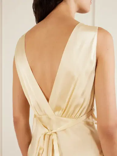Chloé Gathered Tie-detailed Lace-trimmed Silk-satin Mini Dress | Thumbnail 5 Chloé Gathered Tie-detailed Lace-trimmed Silk-satin Mini Dress | Thumbnail 5