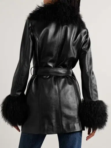 Nili Lotan Sefa Belted Shearling-trimmed Leather Jacket | Thumbnail 4 Nili Lotan Sefa Belted Shearling-trimmed Leather Jacket | Thumbnail 4