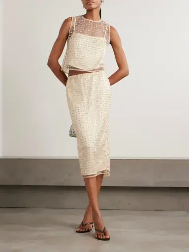 Staud Ciara Layered Embellished Tulle Midi Skirt | Thumbnail 2 Staud Ciara Layered Embellished Tulle Midi Skirt | Thumbnail 2