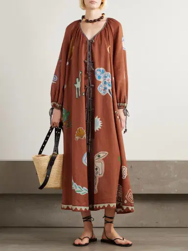 ALÉMAIS + Lrnce Printed Ramie And Cotton-blend Midi Dress | Thumbnail 2 ALÉMAIS + Lrnce Printed Ramie And Cotton-blend Midi Dress | Thumbnail 2