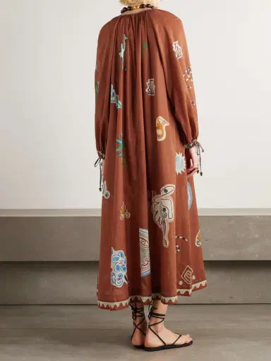 ALÉMAIS + Lrnce Printed Ramie And Cotton-blend Midi Dress | Thumbnail 3 ALÉMAIS + Lrnce Printed Ramie And Cotton-blend Midi Dress | Thumbnail 3