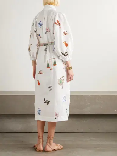 ALÉMAIS + Lrnce Mina Embroidered Ramie Midi Shirt Dress | Thumbnail 3 ALÉMAIS + Lrnce Mina Embroidered Ramie Midi Shirt Dress | Thumbnail 3