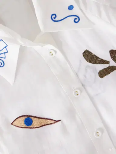 ALÉMAIS + Lrnce Mina Embroidered Ramie Midi Shirt Dress | Thumbnail 4 ALÉMAIS + Lrnce Mina Embroidered Ramie Midi Shirt Dress | Thumbnail 4