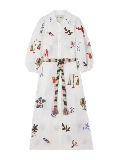 ALÉMAIS + Lrnce Mina Embroidered Ramie Midi Shirt Dress | Thumbnail 1 ALÉMAIS + Lrnce Mina Embroidered Ramie Midi Shirt Dress | Thumbnail 1