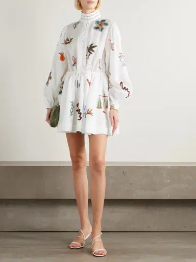ALÉMAIS + Lrnce Mina Embroidered Ramie Mini Dress | Thumbnail 2 ALÉMAIS + Lrnce Mina Embroidered Ramie Mini Dress | Thumbnail 2