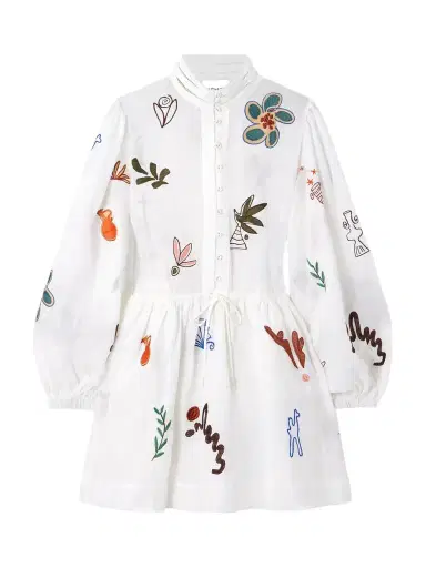 ALÉMAIS + Lrnce Mina Embroidered Ramie Mini Dress | Thumbnail 1 ALÉMAIS + Lrnce Mina Embroidered Ramie Mini Dress | Thumbnail 1