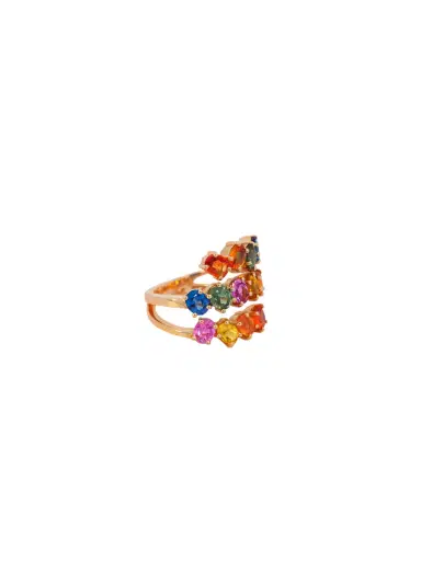 Wish Fine Jewelry 4.03ct Multi Sapphire 18K Gold Multi Row Ring | Thumbnail 2 Wish Fine Jewelry 4.03ct Multi Sapphire 18K Gold Multi Row Ring | Thumbnail 2