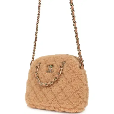 Chanel Chanel Small Coco Crossbody Bag Light Brown Shearling Light Gold Hardware | Thumbnail 5 Chanel Chanel Small Coco Crossbody Bag Light Brown Shearling Light Gold Hardware | Thumbnail 5
