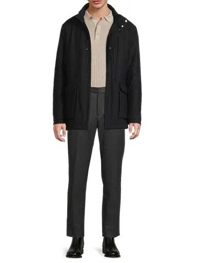 Corneliani Men's Cashmere-Nylon Car Coat - Navy | Thumbnail 2 Corneliani Men's Cashmere-Nylon Car Coat - Navy | Thumbnail 2