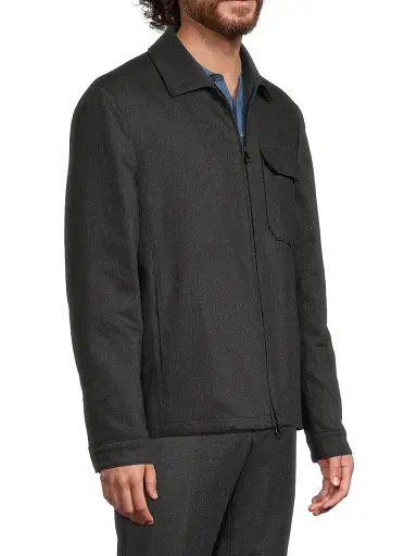 Corneliani Men's Water-Resistant Wool-Blend Shirt Jacket - Charcoal | Thumbnail 4 Corneliani Men's Water-Resistant Wool-Blend Shirt Jacket - Charcoal | Thumbnail 4
