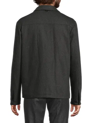 Corneliani Men's Water-Resistant Wool-Blend Shirt Jacket - Charcoal | Thumbnail 5 Corneliani Men's Water-Resistant Wool-Blend Shirt Jacket - Charcoal | Thumbnail 5