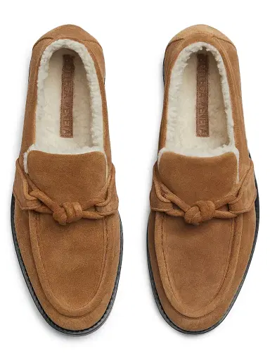 Bottega Veneta Women's Astaire Shearling-Lined Suede Loafers - Caramel Popcorn | Thumbnail 5 Bottega Veneta Women's Astaire Shearling-Lined Suede Loafers - Caramel Popcorn | Thumbnail 5
