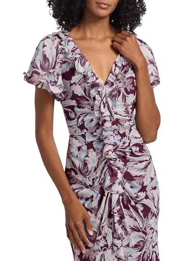 Cinq à Sept Women's Lyra Tulip-Print Ruffled Midi-Dress | Thumbnail 6 Cinq à Sept Women's Lyra Tulip-Print Ruffled Midi-Dress | Thumbnail 6