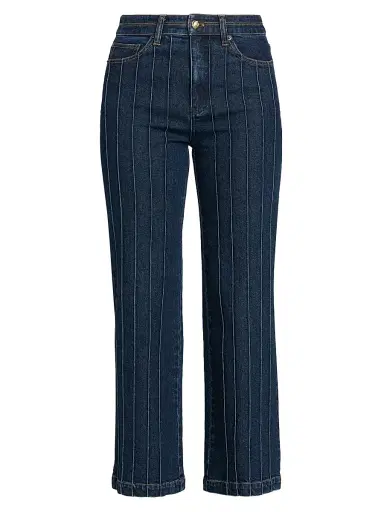 Cinq à Sept Women's Camen Pintuck High-Rise Crop Jeans | Thumbnail 1 Cinq à Sept Women's Camen Pintuck High-Rise Crop Jeans | Thumbnail 1