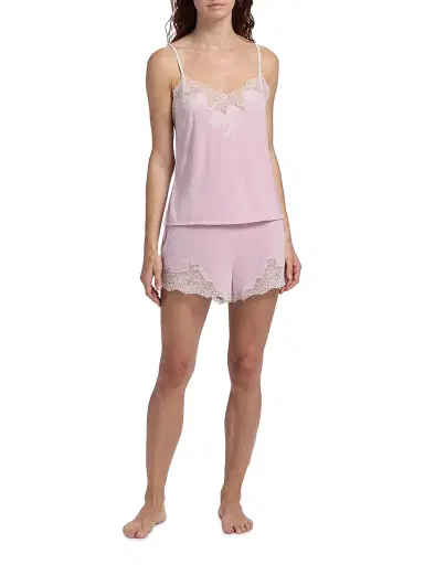 Natori Women's Enchant Floral Lace-Trimmed Camisole & Shorts Set - Powder Pink | Thumbnail 2 Natori Women's Enchant Floral Lace-Trimmed Camisole & Shorts Set - Powder Pink | Thumbnail 2
