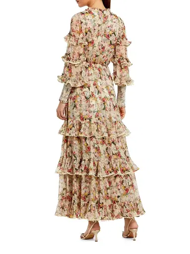 Mac Duggal Women's Cocktail Floral Ruffled Long-Sleeve Maxi Dress - Yellow Multi - Size 10 | Thumbnail 2 Mac Duggal Women's Cocktail Floral Ruffled Long-Sleeve Maxi Dress - Yellow Multi - Size 10 | Thumbnail 2
