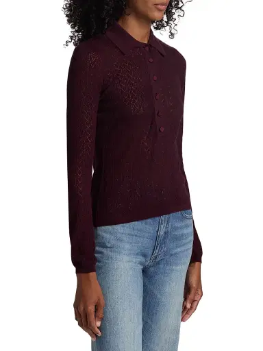 Generation Love Women's Channah Heart Pointelle Knit Sweater - Malbec | Thumbnail 4 Generation Love Women's Channah Heart Pointelle Knit Sweater - Malbec | Thumbnail 4