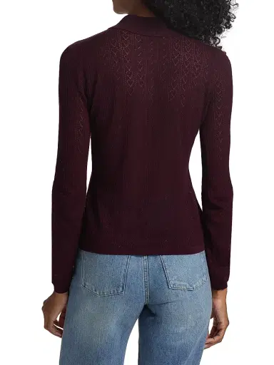 Generation Love Women's Channah Heart Pointelle Knit Sweater - Malbec | Thumbnail 5 Generation Love Women's Channah Heart Pointelle Knit Sweater - Malbec | Thumbnail 5