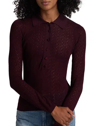 Generation Love Women's Channah Heart Pointelle Knit Sweater - Malbec | Thumbnail 6 Generation Love Women's Channah Heart Pointelle Knit Sweater - Malbec | Thumbnail 6