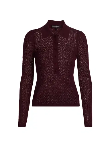 Generation Love Women's Channah Heart Pointelle Knit Sweater - Malbec | Thumbnail 1 Generation Love Women's Channah Heart Pointelle Knit Sweater - Malbec | Thumbnail 1