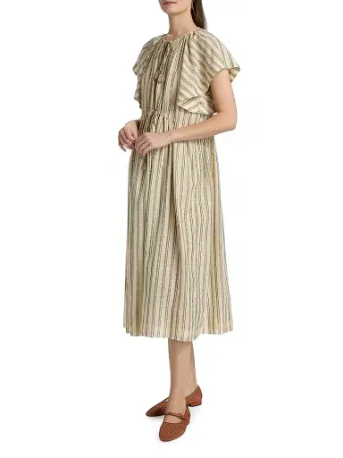 Ulla Johnson Women's Ariane Striped Cotton Tieneck Midi-Dress | Thumbnail 4 Ulla Johnson Women's Ariane Striped Cotton Tieneck Midi-Dress | Thumbnail 4