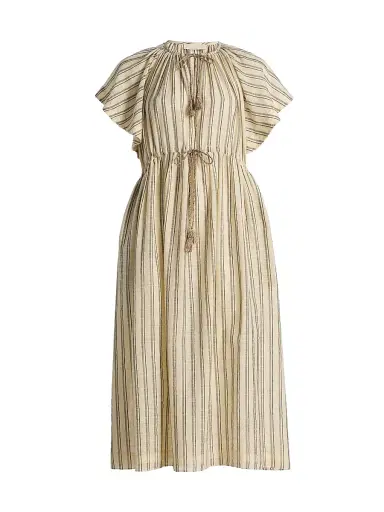 Ulla Johnson Women's Ariane Striped Cotton Tieneck Midi-Dress | Thumbnail 1 Ulla Johnson Women's Ariane Striped Cotton Tieneck Midi-Dress | Thumbnail 1