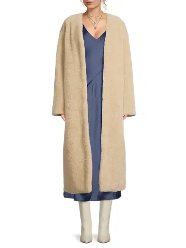 Et Ochs Women's Jameson Collarless Faux Fur Coat - Biscotti | Thumbnail 2 Et Ochs Women's Jameson Collarless Faux Fur Coat - Biscotti | Thumbnail 2