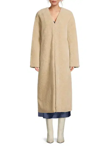 Et Ochs Women's Jameson Collarless Faux Fur Coat - Biscotti | Thumbnail 3 Et Ochs Women's Jameson Collarless Faux Fur Coat - Biscotti | Thumbnail 3