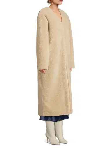 Et Ochs Women's Jameson Collarless Faux Fur Coat - Biscotti | Thumbnail 4 Et Ochs Women's Jameson Collarless Faux Fur Coat - Biscotti | Thumbnail 4