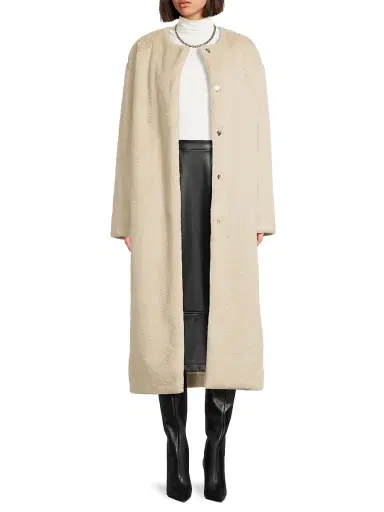 Et Ochs Women's Theo Faux Fur Car Coat - Putty | Thumbnail 2 Et Ochs Women's Theo Faux Fur Car Coat - Putty | Thumbnail 2