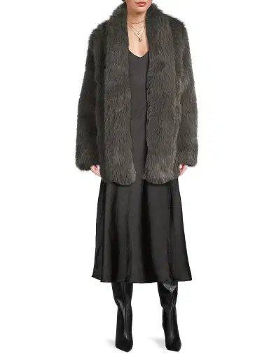 Et Ochs Women's Cooper Pelted Coat - Charcoal | Thumbnail 2 Et Ochs Women's Cooper Pelted Coat - Charcoal | Thumbnail 2